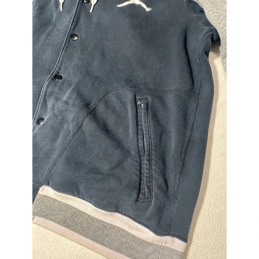 Jordan Mens Hooded Varsity Jacket Black Grey Snap Front Jumpman Fleece XL
